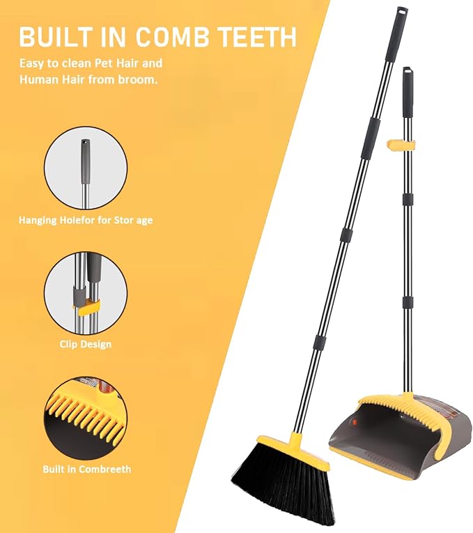 2-Pack is More economical，Upgraded Broom and Dustpan， - Image 3