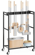 BORISI Broom And Mop Holder, Movable Broom Closet Storage Cabinet, Cleaning Cart by BORISI