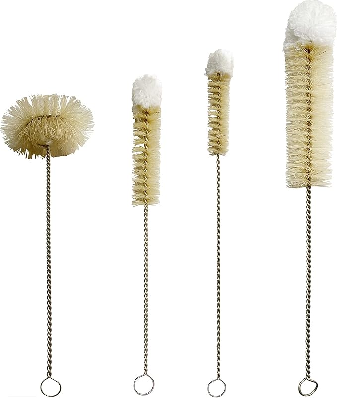 Coralpearl Bottle Brushes Thin Long Handle X 4, Skinny Wire Cleaner Set in by Coralpearl