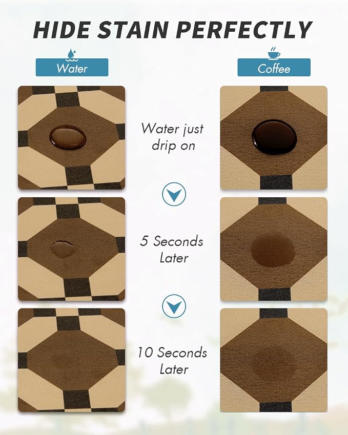 AMOAMI Coffee Mat Hide Stain Rubber Backed Absorbent Dish Drying Mat - Image 2