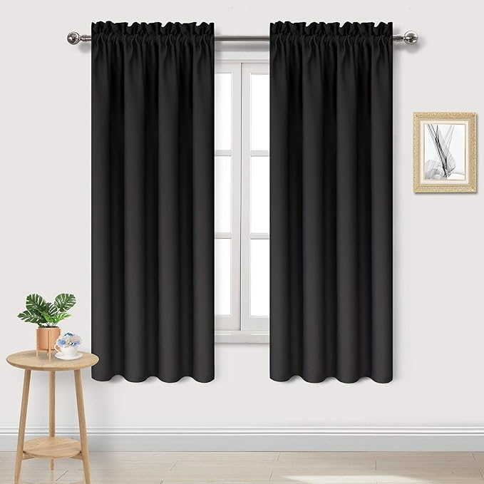 DWCN Black Room Darkening Blackout Curtains by DWCN