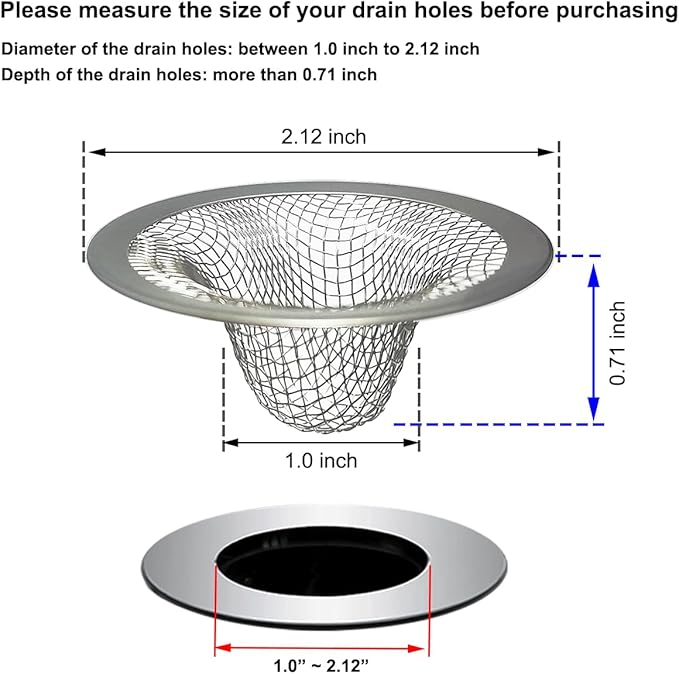 1.0" Small Drain Strainer, Sink Drain Hair Catcher, Bathroom Sink Drain Strainer - Image 2