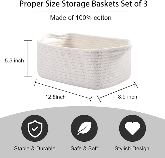 OIAHOMY Cotton Rope Storage Baskets | Decorative Storage Basket - Image 3
