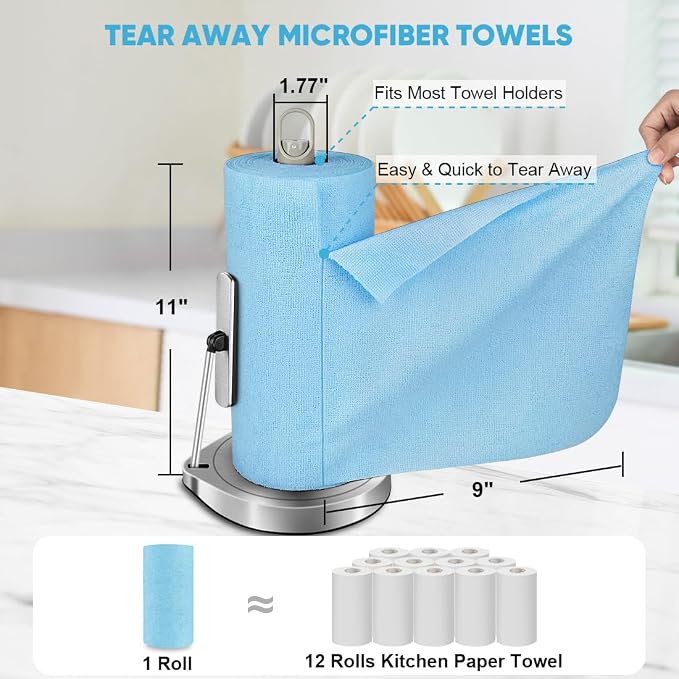 AIDEA Microfiber Cleaning Cloth, Shop Towels 330 Sheets 6 Roll, Microfiber - Image 2