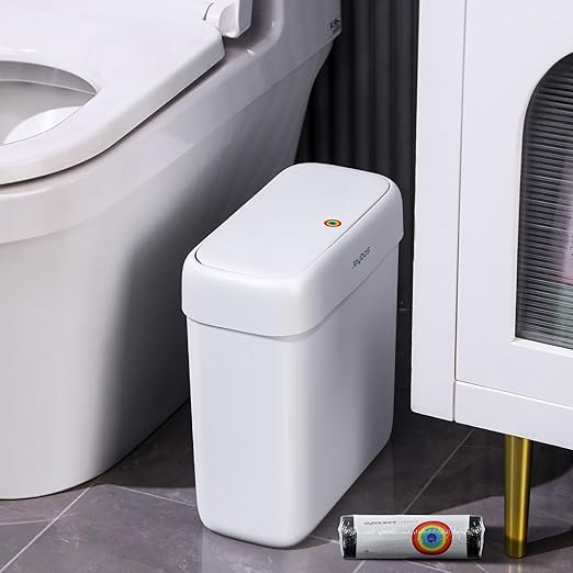JOYBOS Bathroom Trash Can with Lid, 3 Gallon Small Garbage Can with Press Top by JOYBOS