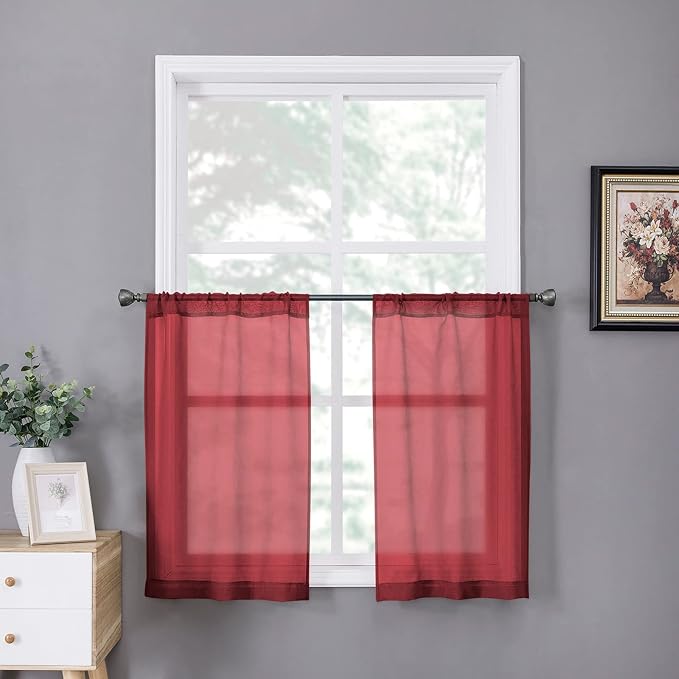 Tollpiz Sheer Tier Curtains Kitchen Linen Textured Half Curtain Sheers Light by Tollpiz