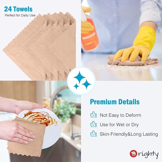 Orighty Microfiber Cleaning Cloth, 24 Pack Highly Absorbent Cleaning Supplies - Image 6