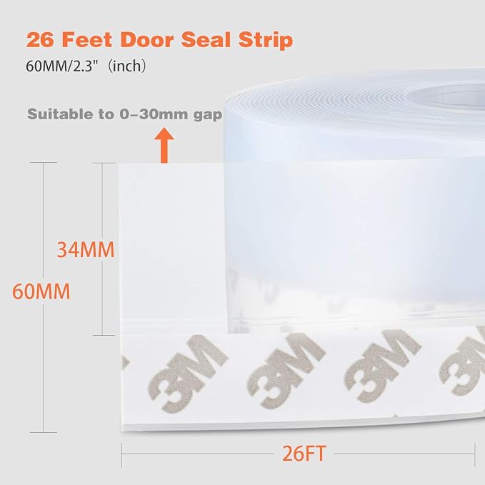 26 Feet Silicone Seal Strip, Transparent, 60MM - Image 3