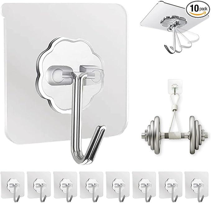Adhesive Wall Hooks for Hanging Heavy Duty 50 lbs Large Hooks for Walls No by DDMY