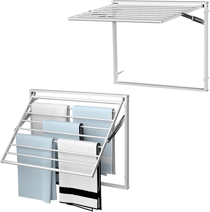 2 Pcs Wall Mount Clothes Drying Rack 26 X 31.5 Laundry Room Organizer Laundry by GOOFCXO