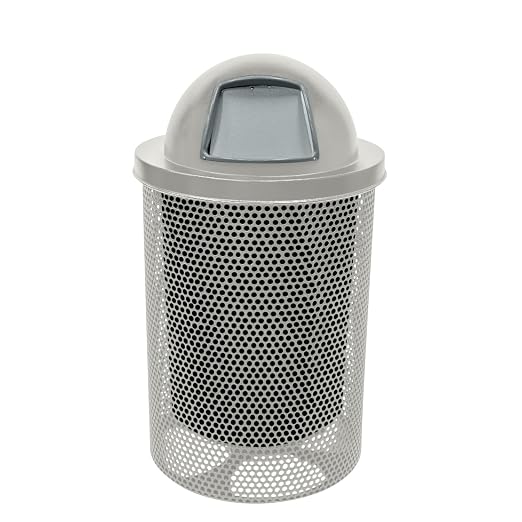 COATEDOUTDOORFURNITURE RDT-P-Gry Heavy Duty Round Trash Receptacle by CoatedOutdoorFurniture