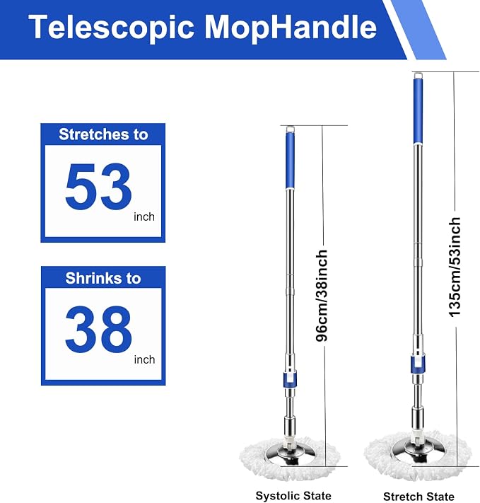 Replacement Handle for Swivel mop, 360° Swivel Adjustment, Reinforced Locking - Image 2