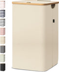 BALEINE Laundry Hamper with Lid, Tall Laundry Baskets with Bamboo Pull Handles by BALEINE