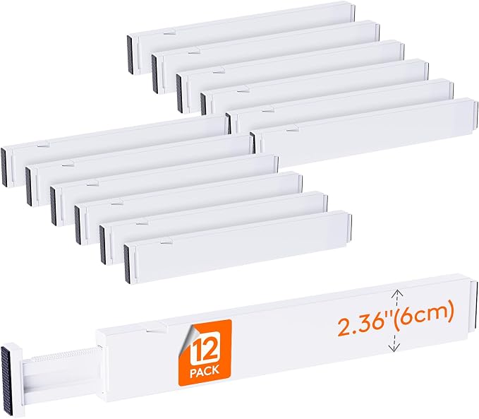 Lifewit 12 Pack Kitchen Drawer Dividers 2.36" High, Plastic Expandable by Lifewit