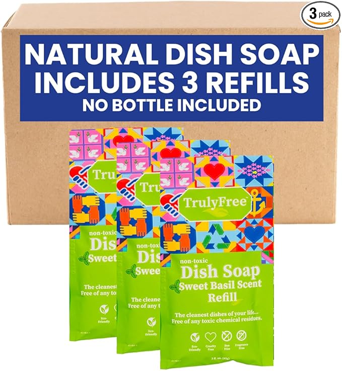 Truly Free Natural Concentrated Dish Detergent Dishwashing Liquid | Plant-Based by TrulyFreeHome