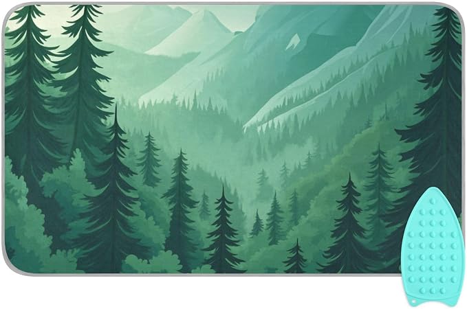 Mountain Forest Trees Green 02 Ironing Mat by Tatenale