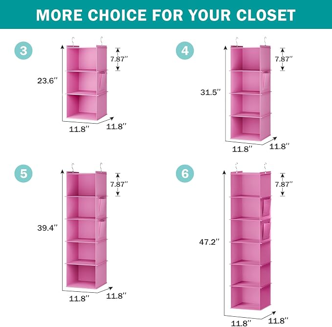 YOUDENOVA Hanging Closet Organizer, 4-Shelf Closet Hanging Storage Shelves - Image 5