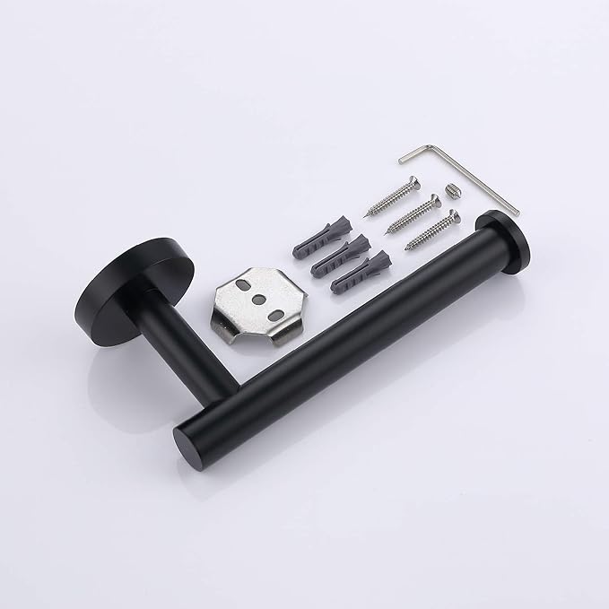 TASTOS Matte Black Toilet Paper Holder SUS304 Stainless Steel, Modern Round - Image 7