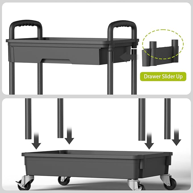 4 Tier Rolling Cart Organizer, Art Craft Diaper Bedside Snack Laundry Room - Image 5
