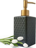 Gold Soap Dispenser for Bathroom, Retro Black Square Lotion Dispenser, by UNBONSOUHAIT