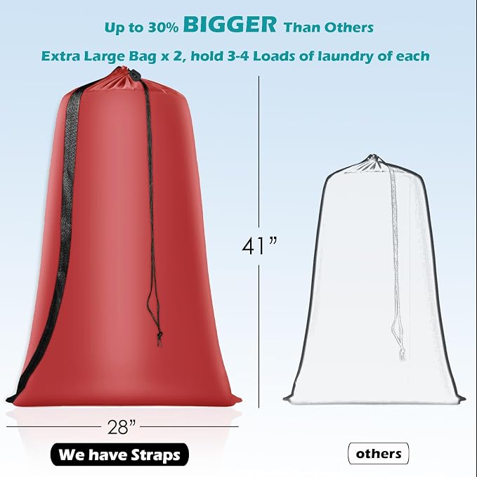Heavy Duty Laundry Bag 2 Pack XL Nylon Laundry Bags - Image 2