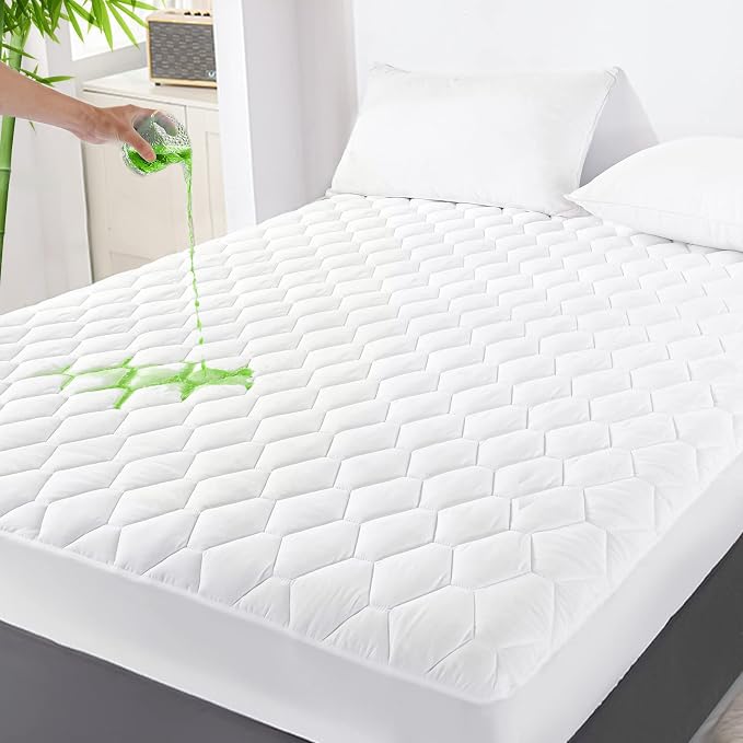 GRT King Mattress Protector Waterproof, Rayon from Bamboo, Cooling Quilted by GRT