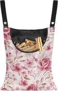 Pink Flowers Clothespin Bag Laundry Hanging Storage Organizer Clothes Pin by CREAMIC