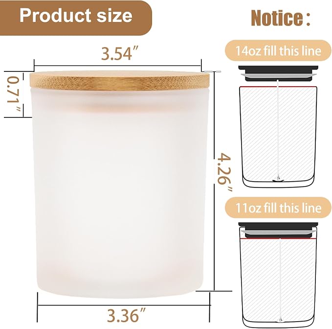 CONNOO 8 Pack 14 OZ Frosted Glass Candle Jars - Image 2