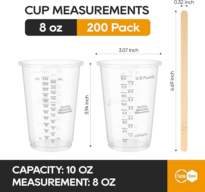 Plastic Measuring Cups 8OZ, 200 PACK Disposable Mixing Cups - Image 3