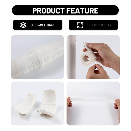 Self Fusing Silicone Tape 2 Rolls 1 in x 10' White Waterproof Rescue Tape - Image 4
