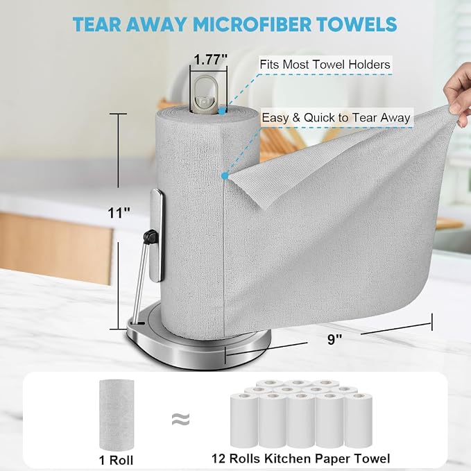 AIDEA Microfiber Cleaning Cloth 165 Sheets 3 Roll, Shop Towels, Shop Rags - Image 2
