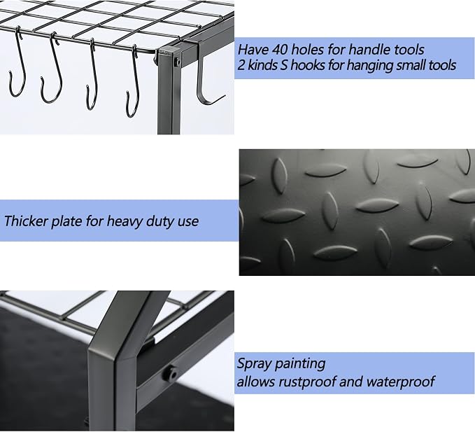 Garden Tool Organizer, Yard Tool Rack Heavy Duty, Free Standing - Image 4