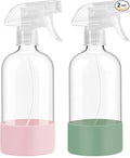 Glass Spray Bottles with Silicone Sleeve Protection, 16 oz Empty Refillable by FANSTINOW