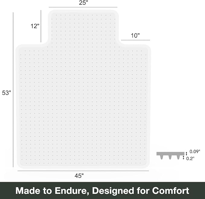 Chair Mat for Carpet, Beveled Edge Vinyl Mat - Image 2