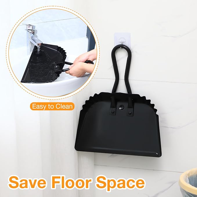 Mumufy 4 Pack 12 inch Heavy Duty Metal Dustpan Large Wide Dust Pans - Image 4