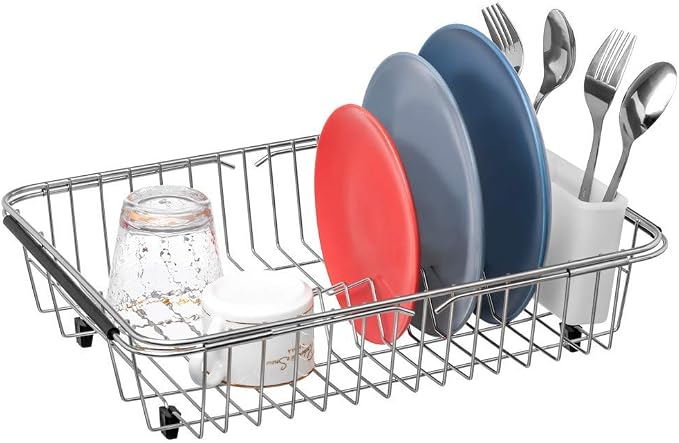SANNO Dish Drying Rack, Expandable Dish Drainer Over Sink in Sink On Counter - Image 5