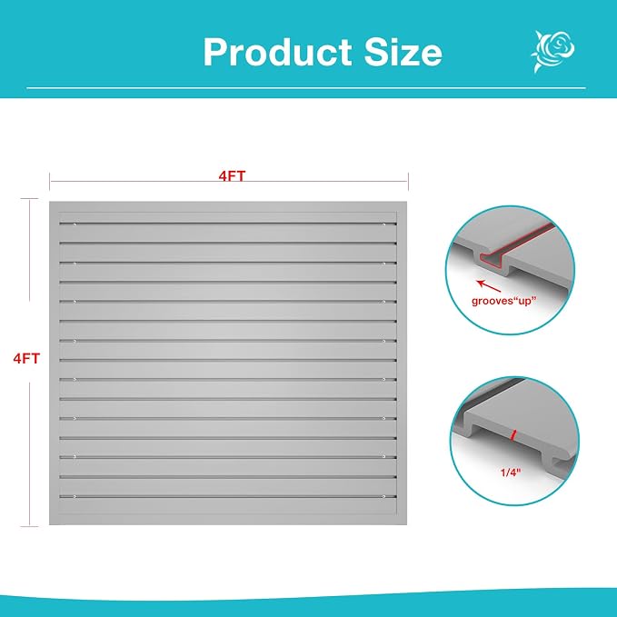 NeatiEase Slatwall Panel Wall Storage Systems, 4 x 4ft Slat Wall Paneling - Image 3