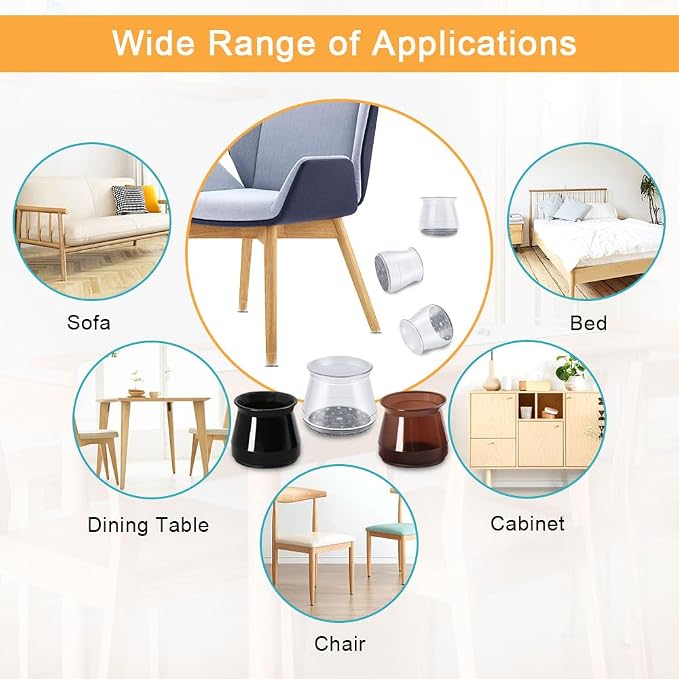 32 Pcs Chair Leg Protectors for Hardwood Floors, Silicone Felt Furniture Leg - Image 5
