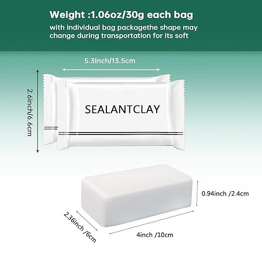 Pack of 20 White Seal Putty Waterproof Duct Seal Repair Sealing Clay, Quick - Image 3