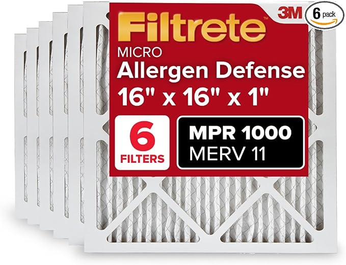 Filtrete 16x16x1 AC Furnace Air Filter, MERV 11, MPR 1000, Micro Allergen by Filtrete