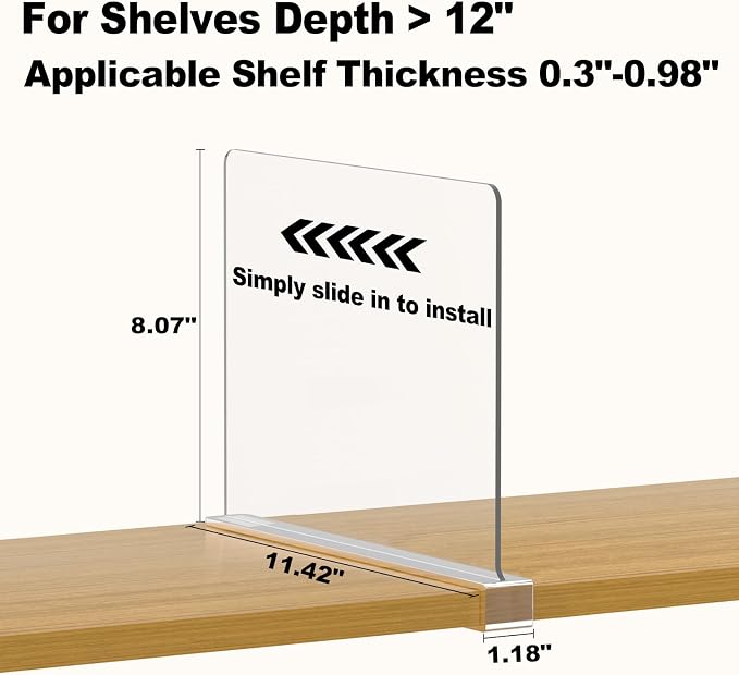 Shelf Dividers Purse Organizer for Closet: 6-Pack Acrylic Bag Storage Organizer - Image 2