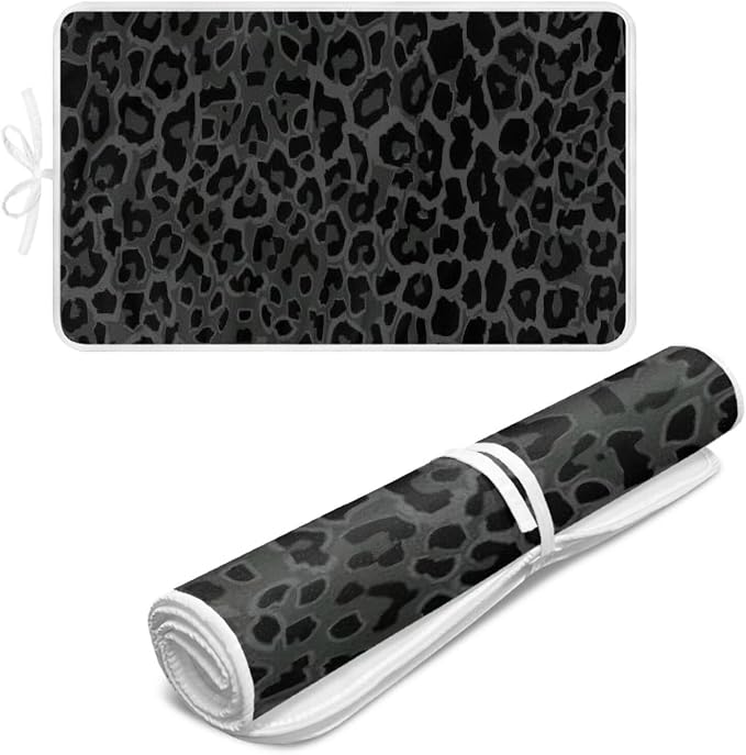 Black Ironing Mat Portable Leopard Print Ironing Pad by Unknown