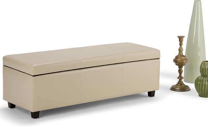 SIMPLIHOME Avalon 48 inch Wide Contemporary Rectangle Storage Ottoman Bench in - Image 4