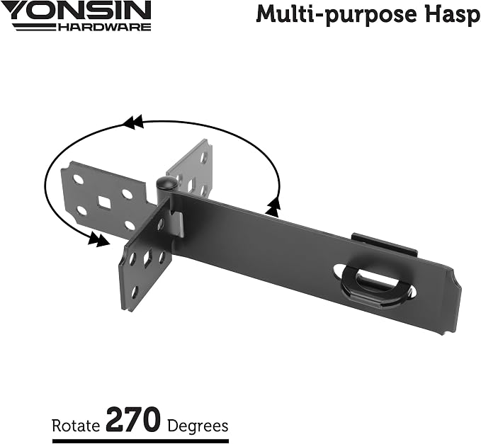 7-1/2" Door Padlock Safety Hasp Latch Heavy Duty, Door Hasp Clasp Lock Gate - Image 2