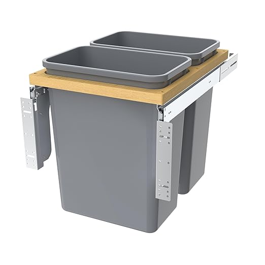 Double Pull Out Under Cabinet Trash Can 35 Qt Garbage Bin by Pulloutor