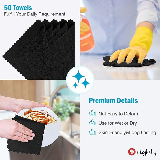 Orighty Black Microfiber Cleaning Cloth, 50 Pack Highly Absorbent Cleaning - Image 5