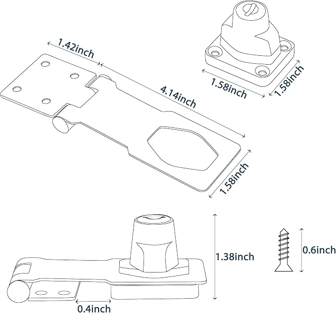 Alise Keyed Hasp Lock, 4 Inch Safety Packlock Clasp Hasp Lock Latch - Image 2