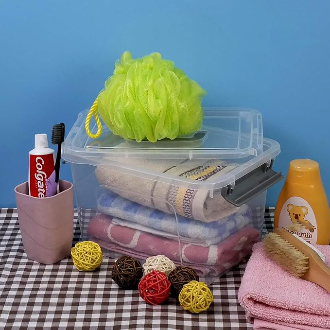 Bringer 6-Pack 5 L Clear Plastic Storage Box, Small Storage Latch Bin - Image 5