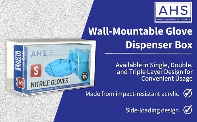 AMERICAN HOSPITAL SUPPLY Wall-Mount Triple Glove Dispenser | Clear Acrylic - Image 6