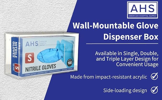 AMERICAN HOSPITAL SUPPLY Wall-Mount Glove Dispenser | Clear Acrylic Glove Box - Image 5